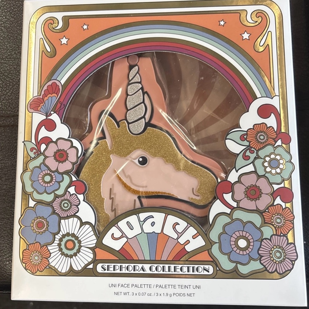 Coach Sephora Collection Unicorn Face Palette with Gold and Multicolor Design